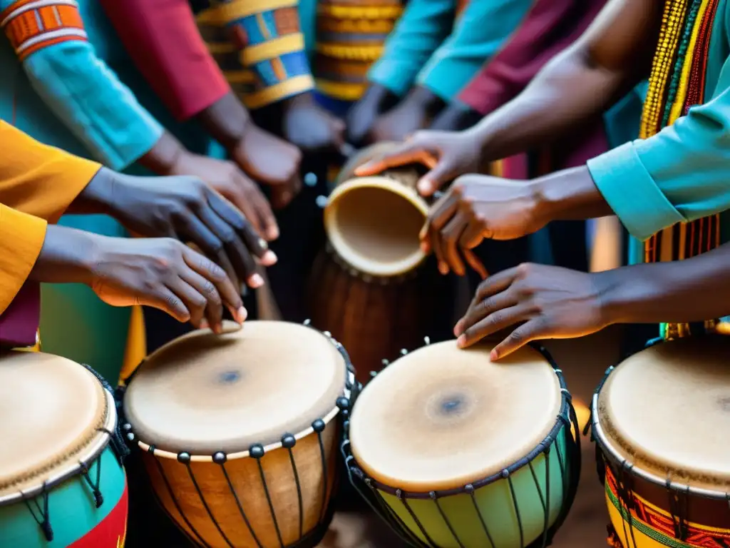 Un impresionante retrato del significado cultural de las danzas africanas, capturando la energía y expresión de un círculo de tambores tradicional