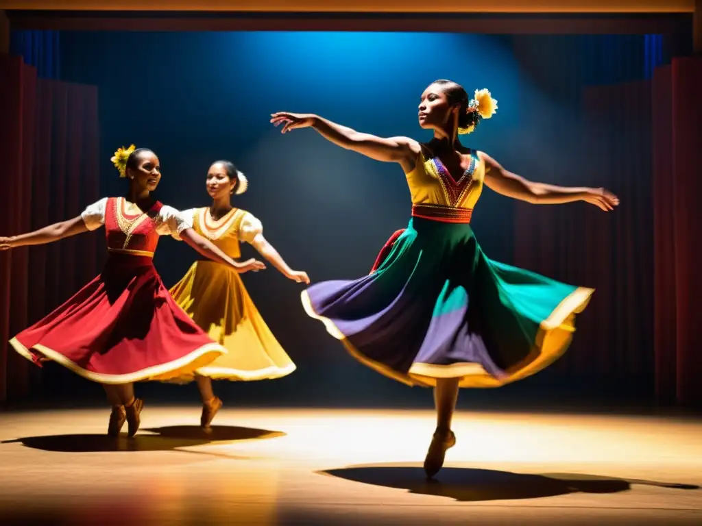 Intensa danza tradicional con efectos sonoros, expresiones y movimientos fluidos