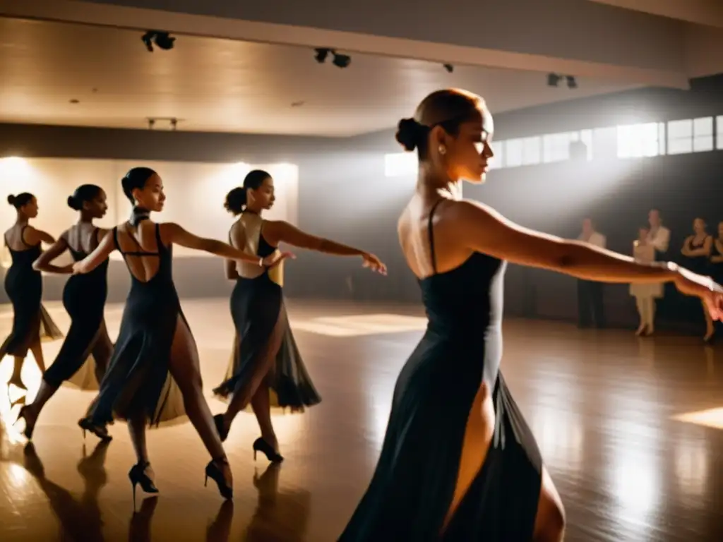 Intensa preparación de bailarines para el Blackpool Dance Festival en un estudio de baile tenue