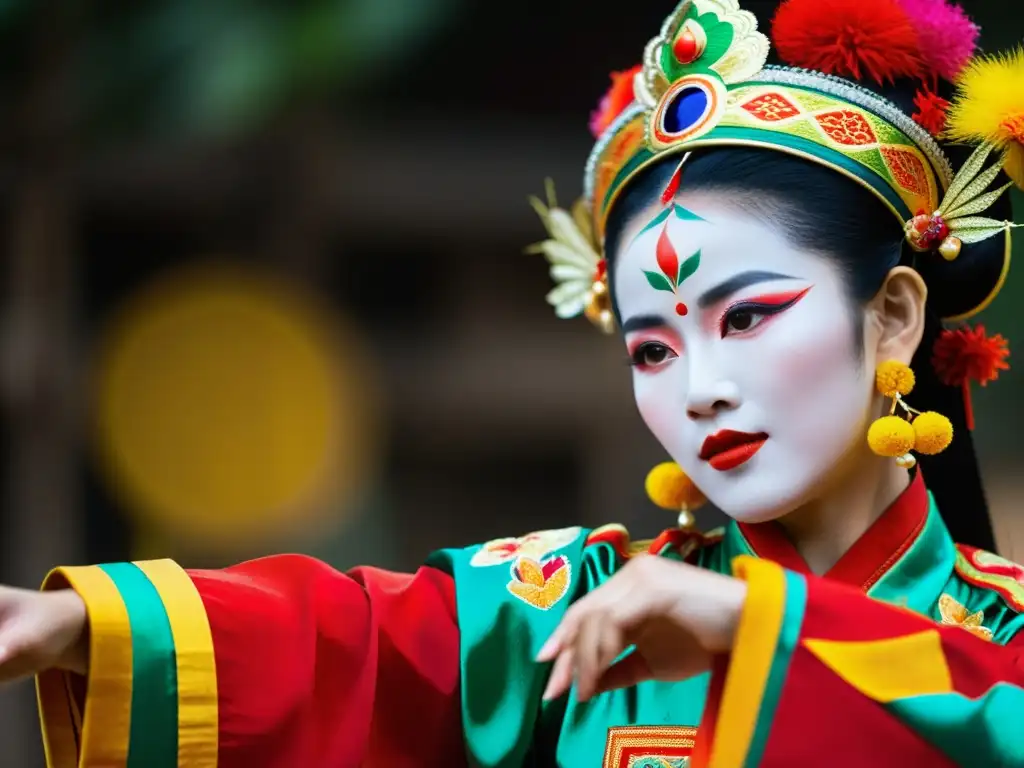 Intenso significado cultural de la danza Cai Luong en Vietnam, capturando la pasión y la riqueza visual de la actuación tradicional