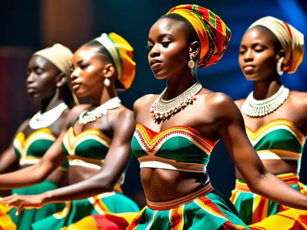 Jóvenes bailarines africanos en vibrante atuendo tradicional, expresando pasión y movimiento