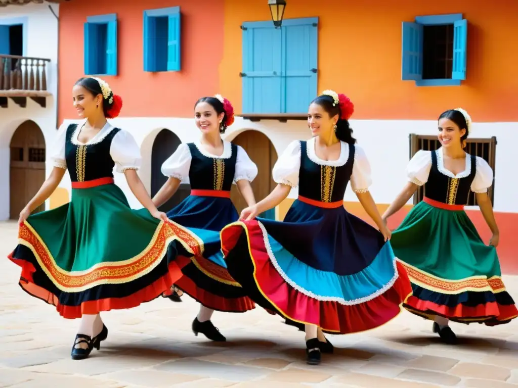 Danza folclórica española: juventud, pasión y tradición Jóvenes bailarines en trajes folclóricos españoles aprenden Jota y Seguidillas con su instructor