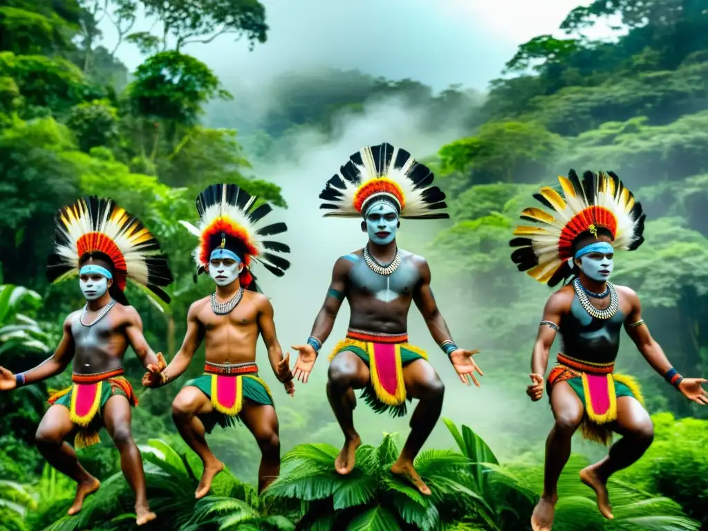 Danza Tari: Ritual de Iniciación en Papua Nueva Guinea Jóvenes danzantes de Papúa Nueva Guinea realizan la vibrante Danza Tari en la selva tropical
