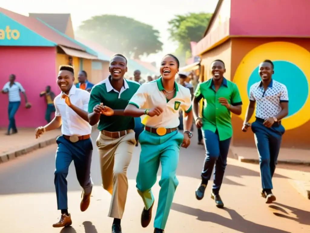 Jóvenes bailando al ritmo de la música Amapiano en las bulliciosas calles de Soweto, Sudáfrica