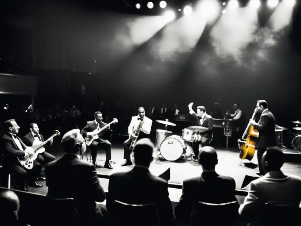 Maestros del swing y jazz en vivo, con energía y atmósfera envolvente en el escenario