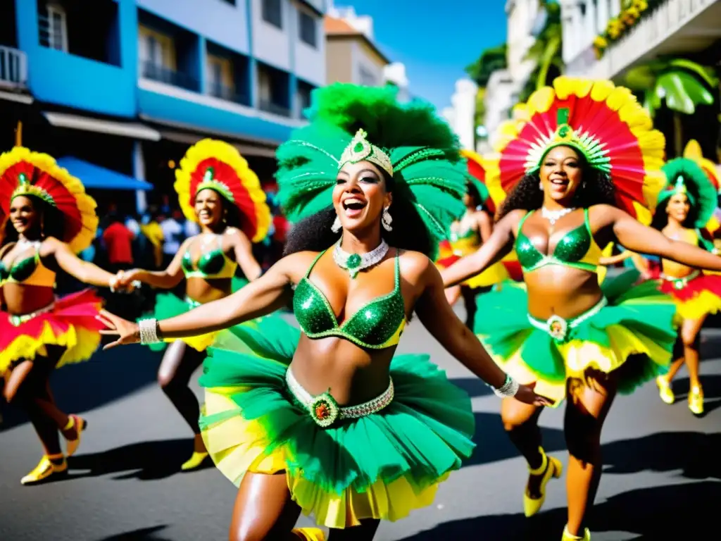Samba en el Carnaval de Río: pasión y color Maestros de samba danzan con pasión en vibrante desfile callejero durante el Carnaval de Río