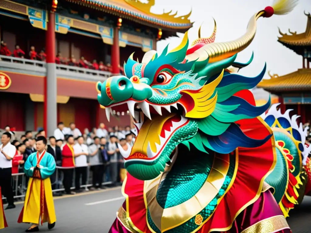 Una majestuosa danza del dragón significado cultural durante festival tradicional