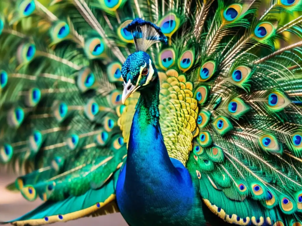 El majestuoso baile del Pavo Real Birmano despliega una sinfonía de colores y elegancia en plumaje iridiscente