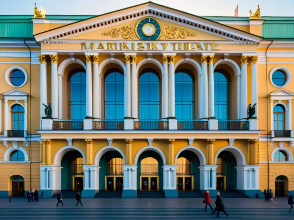 El majestuoso Teatro Mariinsky en San Petersburgo, Rusia, iluminado por el cálido sol de la tarde