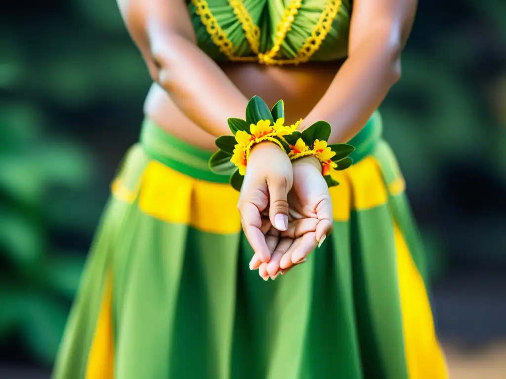 Las manos de una bailarina de hula danzan con significado cultural en Hawái