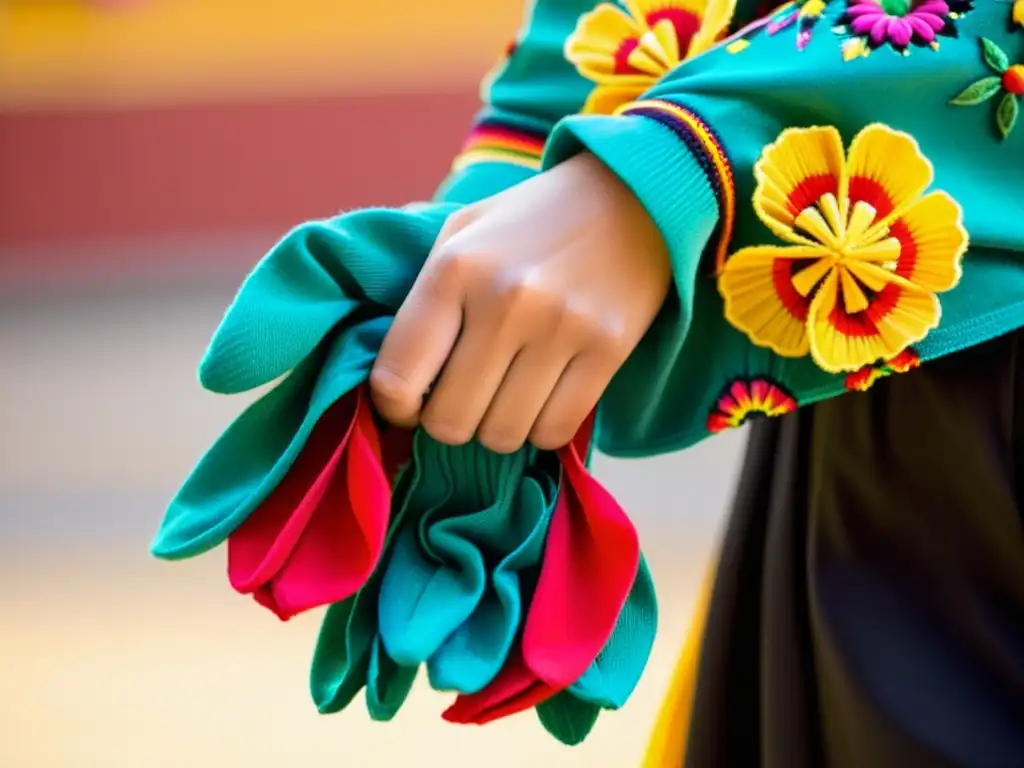 Manos habilidosas danzan con abanico, resaltando el significado cultural de accesorios en danza folclórica mexicana