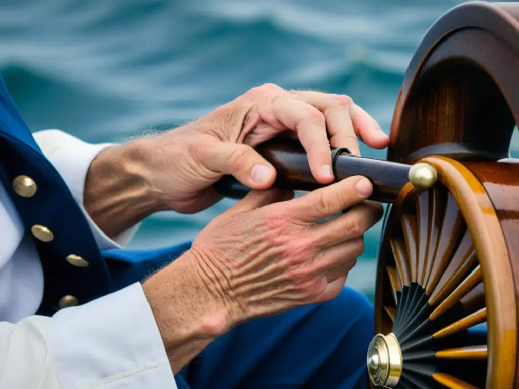 Un marinero toca apasionadamente el hornpipe, con manos marcadas por el mar