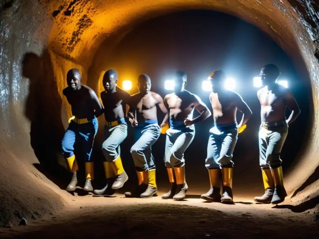 Mineros sudafricanos realizan el Baile de las Minas en la oscuridad, expresando su cultura y resistencia con orgullo y fuerza