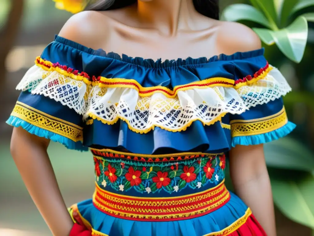 Pollera Colorá: Elegancia y Tradición Colombiana Una mujer orgullosa viste una pollera colorá, exhibiendo el significado cultural y origen de la prenda tradicional colombiana
