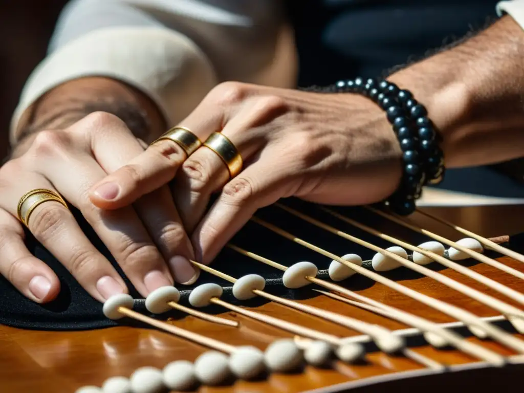 Un músico hábil toca con destreza una lira griega, resaltando el significado cultural de la danza helénica