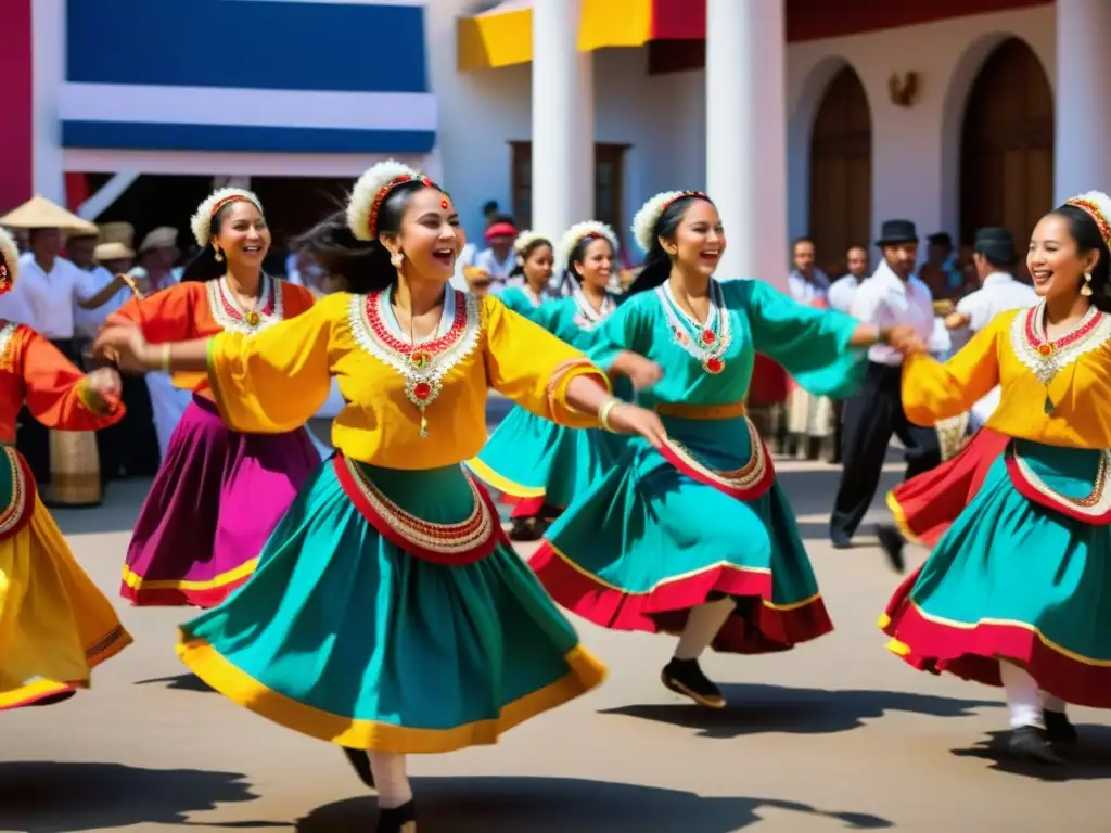 Músicos tocando instrumentos en un festival de danzas