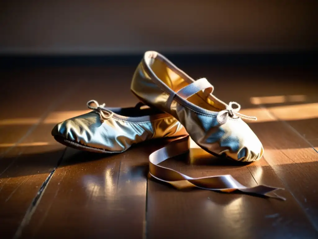 Un par de zapatillas de ballet desgastadas muestra el impacto en la salud y el rendimiento del bailarín, resaltando la pasión y dedicación