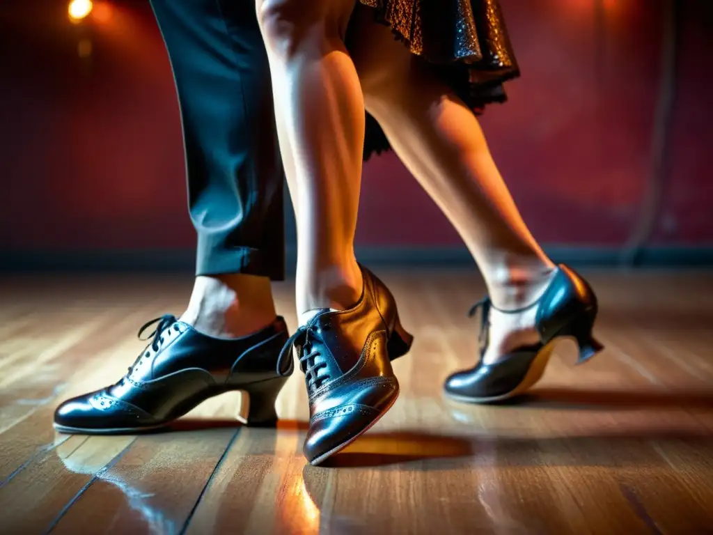 Un par de zapatos de tango desgastados en un club atmosférico