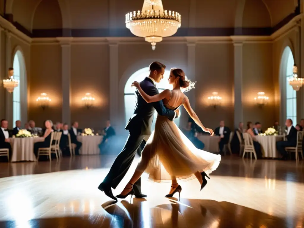 Una pareja bailando elegantemente el foxtrot y quickstep