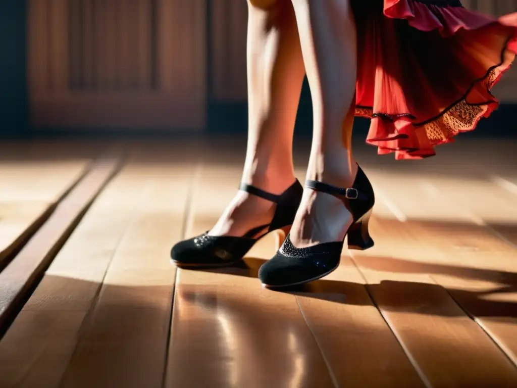 Una pasión desbordante: los pies de una bailaora de flamenco en el escenario