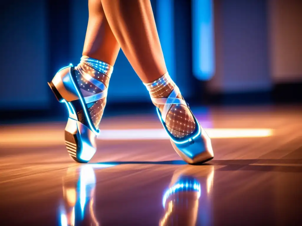 Los pies de un bailarín ejecutando un preciso movimiento de danza robot