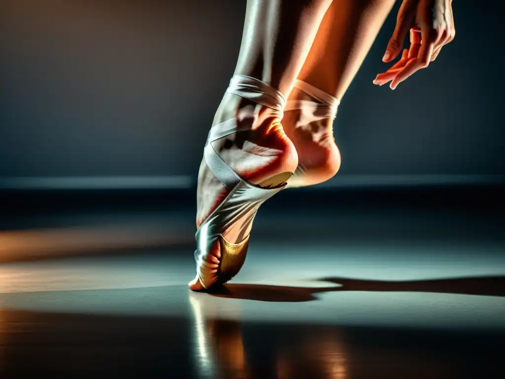 Los pies de una bailarina muestran fuerza y agilidad, resaltando la importancia de la suplementación para potenciar la danza