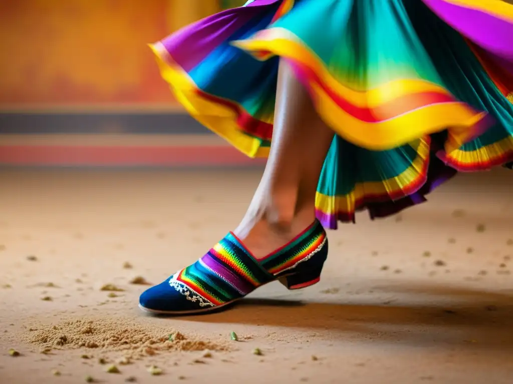 Los poderosos movimientos de zapateado del bailarín capturan la pasión y energía de las danzas folklóricas mexicanas