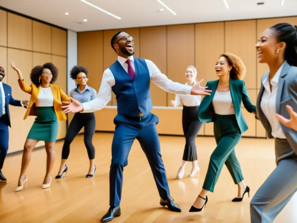 Profesionales participan en dinámica de baile, fomentando unidad y camaradería