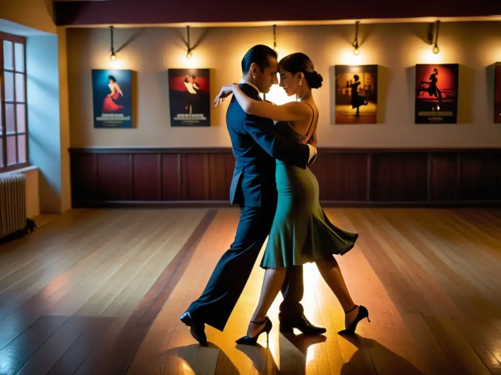 Retiros de danza tango argentino: Estudio de tango íntimo en Buenos Aires, con bailarines avanzados en trajes tradicionales