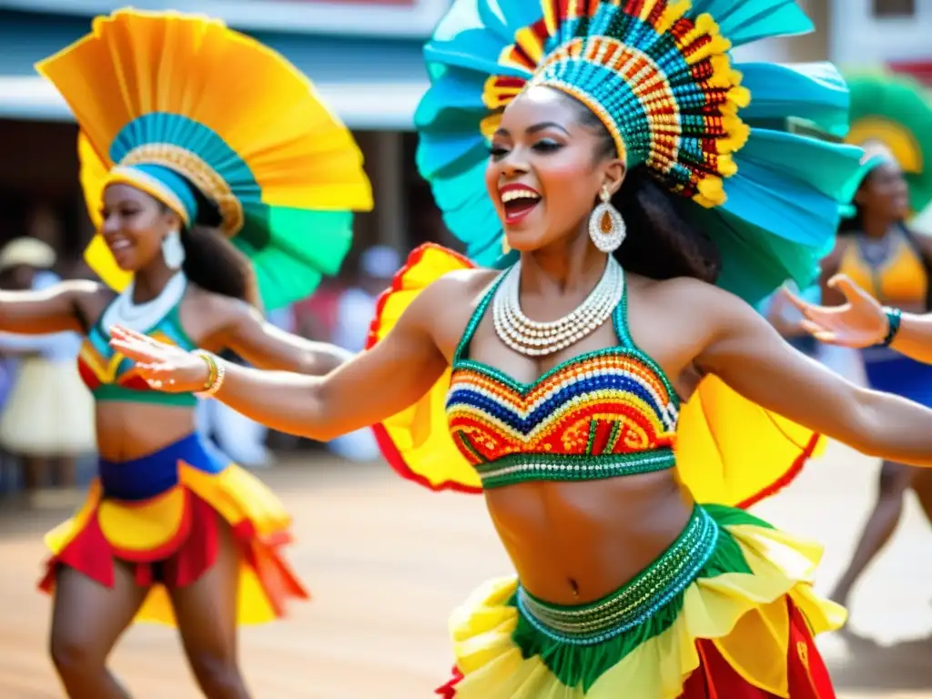 Baile AfroBrasileño: Colores y Espíritu en Salvador Retiros de danza en Salvador de Bahía: Grupo de bailarines en trajes tradicionales AfroBrazilian, celebrando con energía en un festival cultural