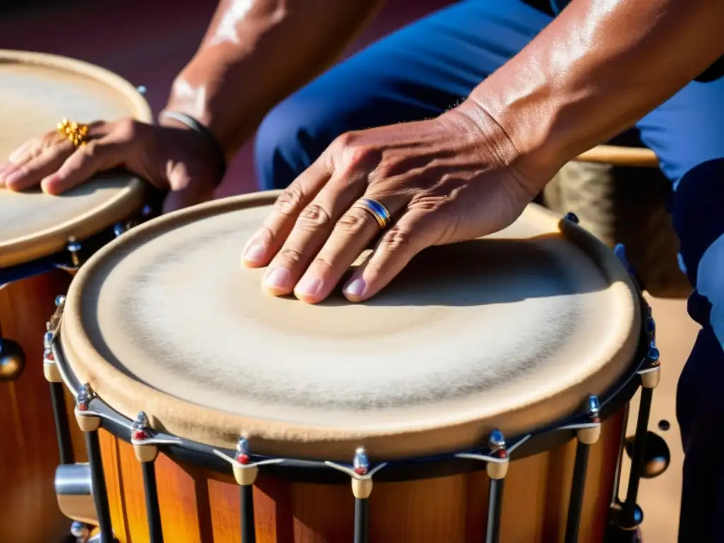 Un retrato inmersivo de un hábil percusionista tocando el redoble asturiano, destacando el significado cultural de esta forma de percusión única