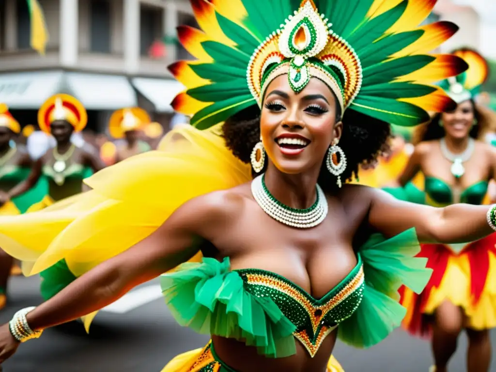 Guía para dominar la samba brasileña: Deslumbrante desfile de samba en Brasil con atuendos coloridos y energía contagiosa