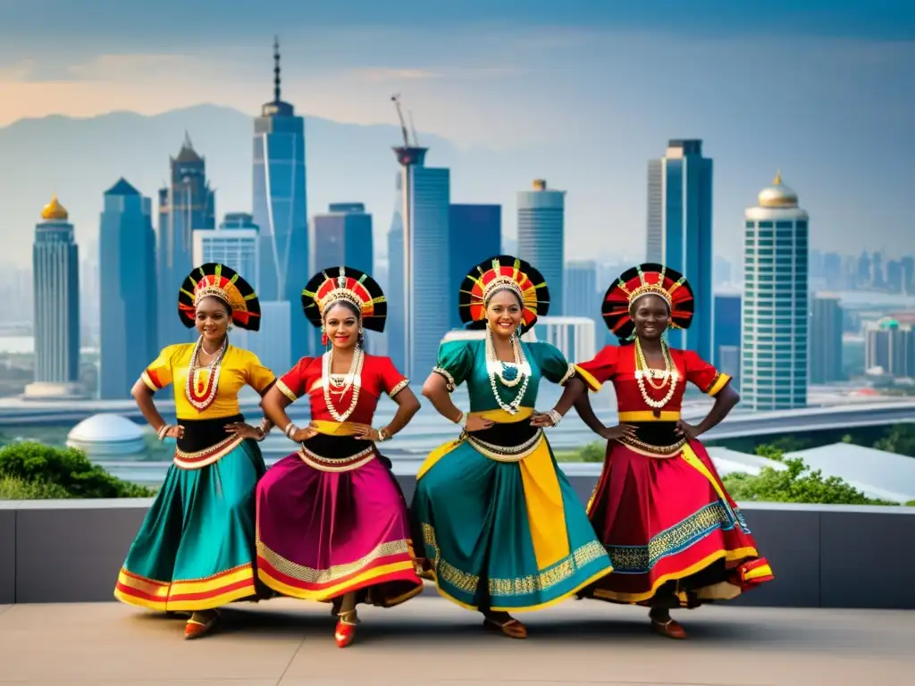 Significado cultural de la danza tradicional: Bailarines en trajes vibrantes realizan una danza ceremonial, fusionando lo antiguo con lo moderno