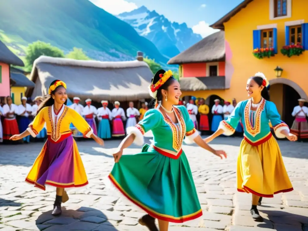 Tours temáticos de danzas tradicionales en vibrante actuación de baile folclórico en plaza de pueblo pintoresco