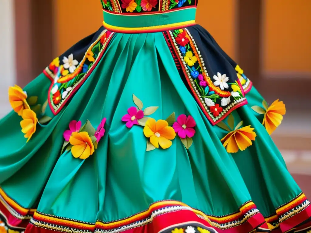 El traje de baile folklórico mexicano muestra el significado cultural de los accesorios de danzas en vibrante bordado y colores