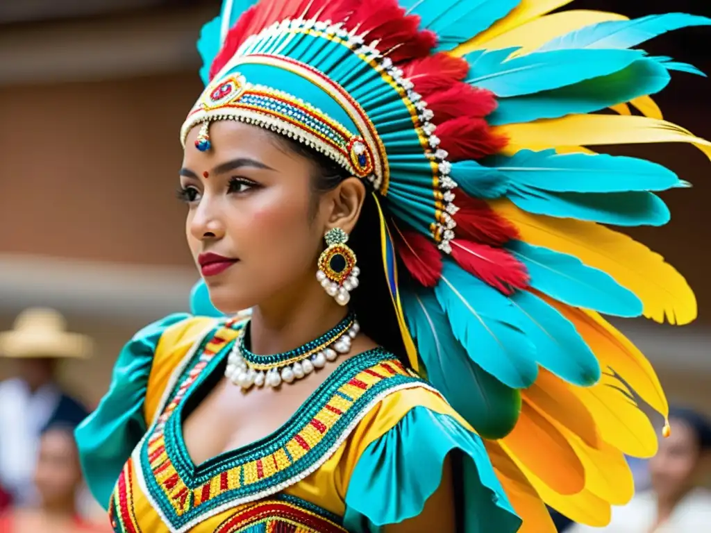 Un traje tradicional colombiano bordado con colores vibrantes y patrones intrincados, capturando la energía y gracia de la danza folclórica