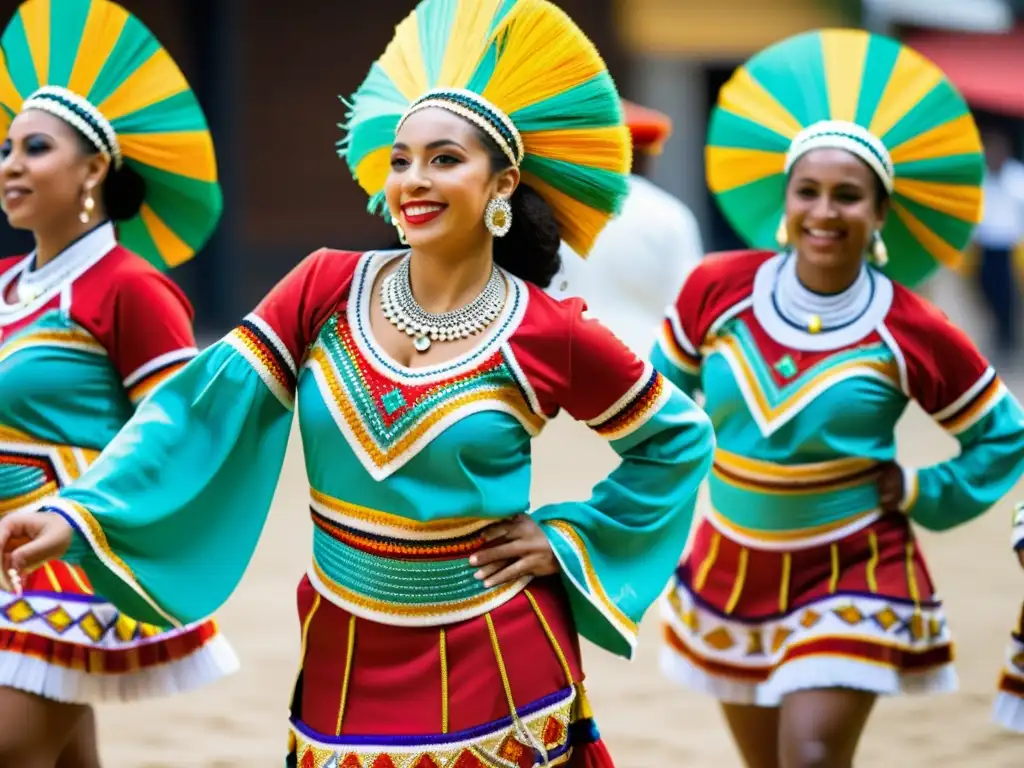 Trajes de danza tradicionales icónicos con vibrantes bordados y energía afro-uruguaya en la danza Candombe