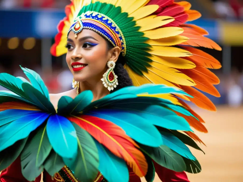 Trajes tradicionales festival danza Río: Vibrante exhibición de trajes de baile brasileños con detalles intrincados y colores vivos