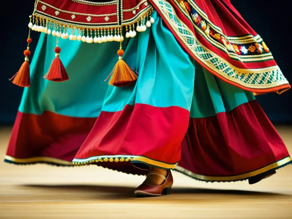 Evolución del vestuario en danza tradicional: Detalle de trajes de baile de diversas culturas y épocas, mostrando la rica historia y diversidad