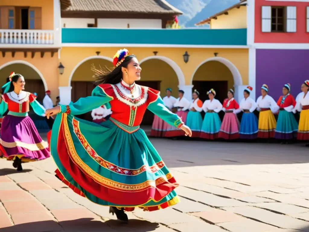 Vibrante actuación de cueca chilena en la plaza del pueblo