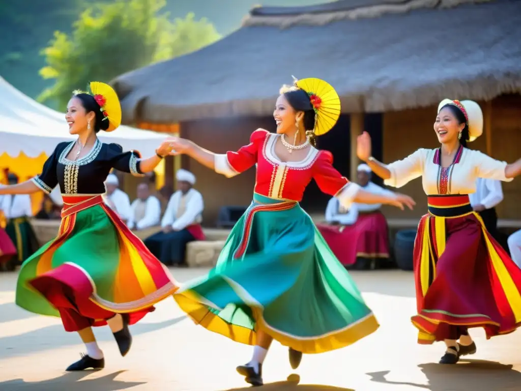 Vibrante actuación de danza folclórica al aire libre con música en vivo