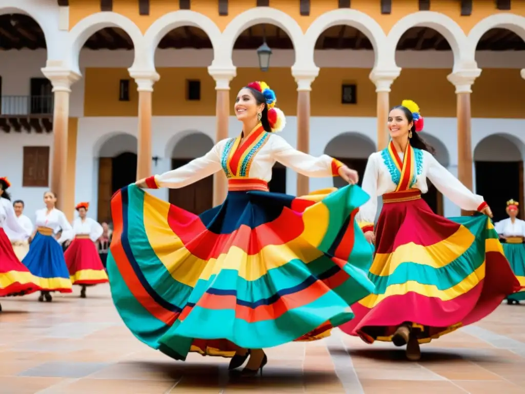 Vibrante actuación de danza Jota en plaza histórica, reflejando el significado cultural de la danza Jota en España con precisión y pasión