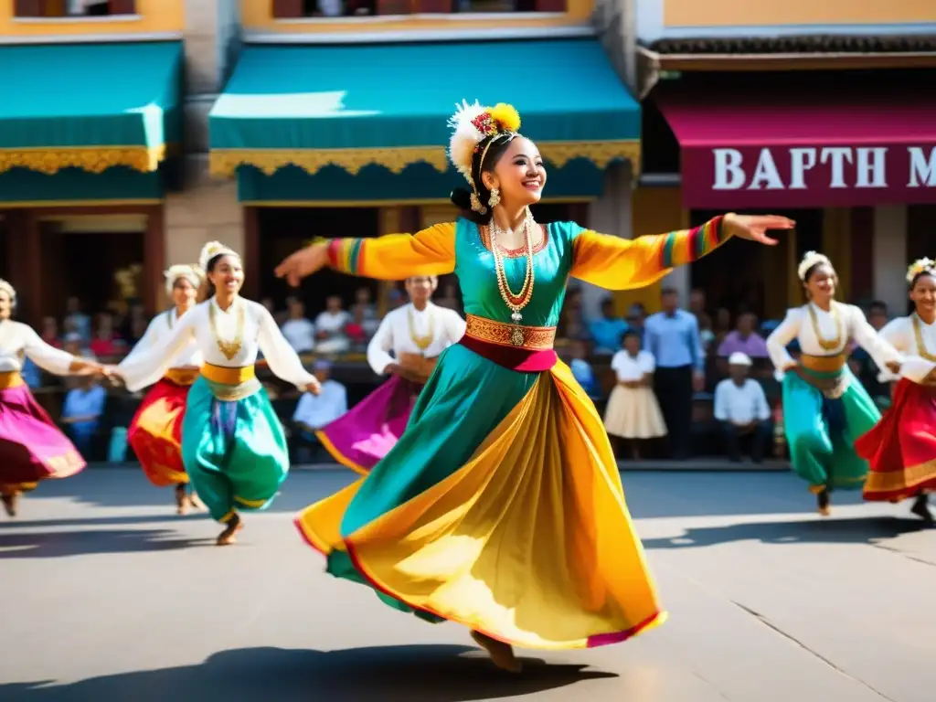 Vibrante actuación de danza tradicional en un bullicioso mercado