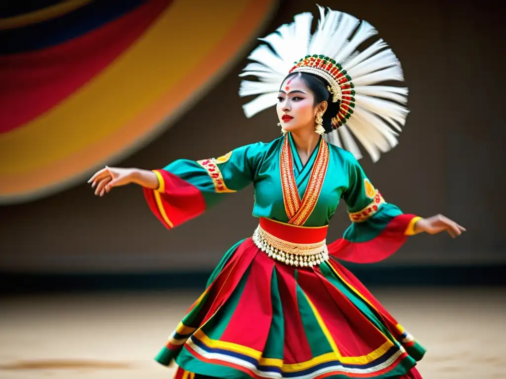 Vibrante actuación de danza tradicional con trajes coloridos