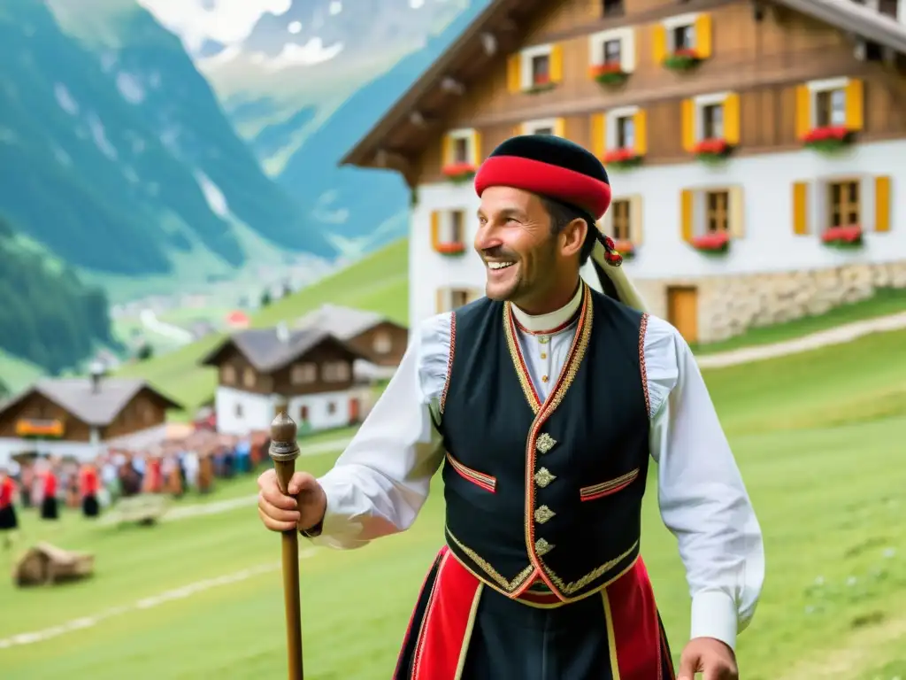 Vibrante yodel alpino en un pueblo tradicional, con significado cultural del yodel alpino