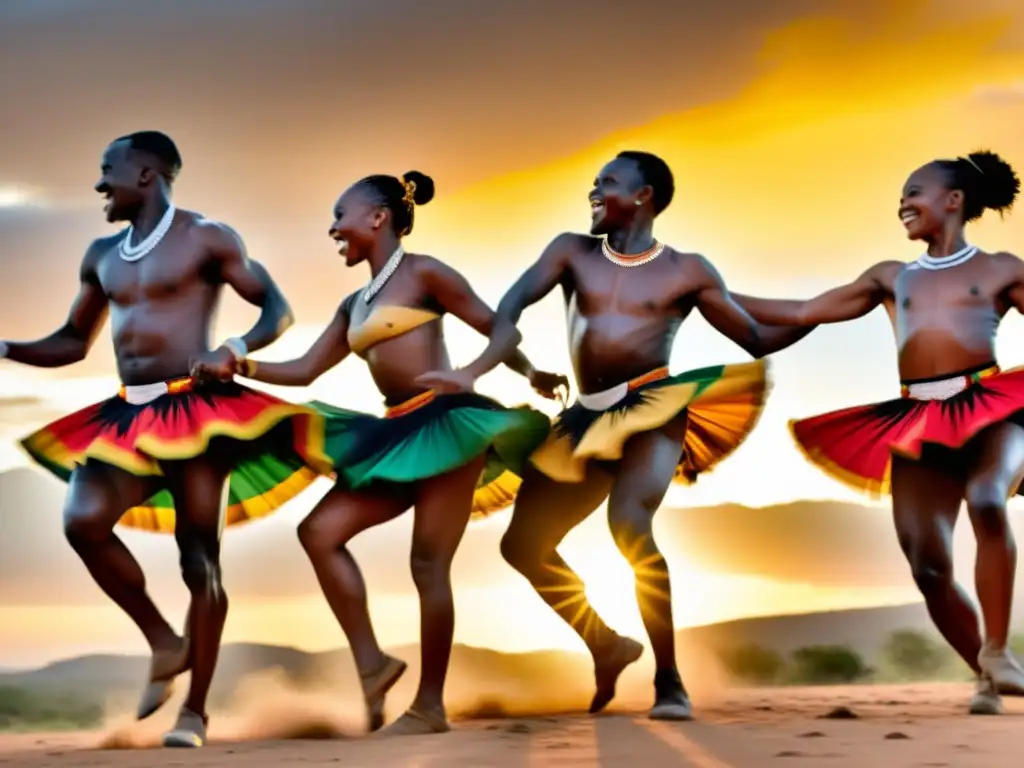 Un vibrante baile Amapiano tradicional sudafricano al atardecer