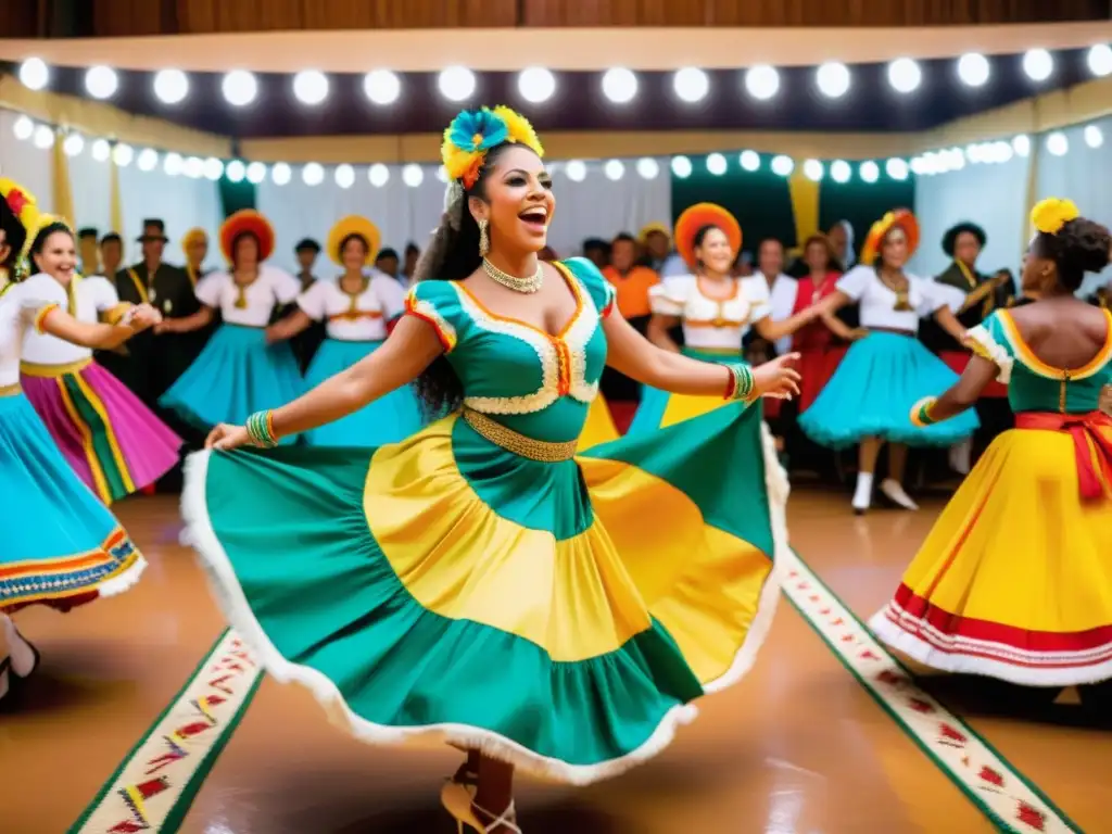 Vibrante baile de Forró brasileño, lleno de color, alegría y significado cultural del Forró brasileño