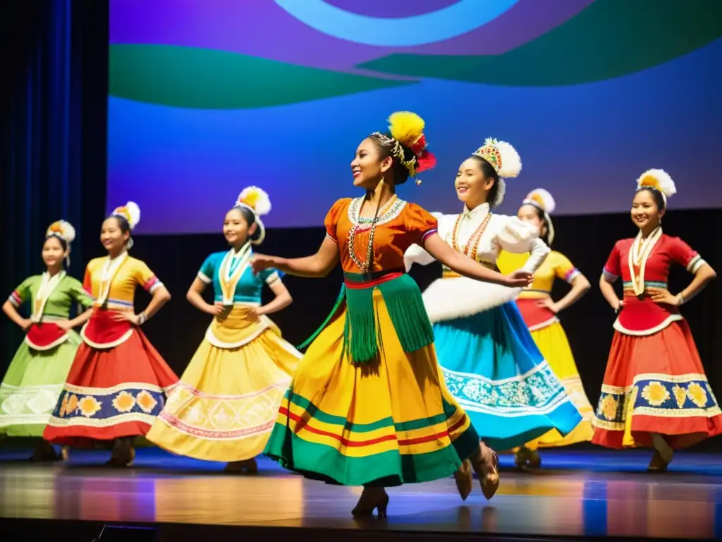 Vibrante baile tradicional en eventos globales de danzas