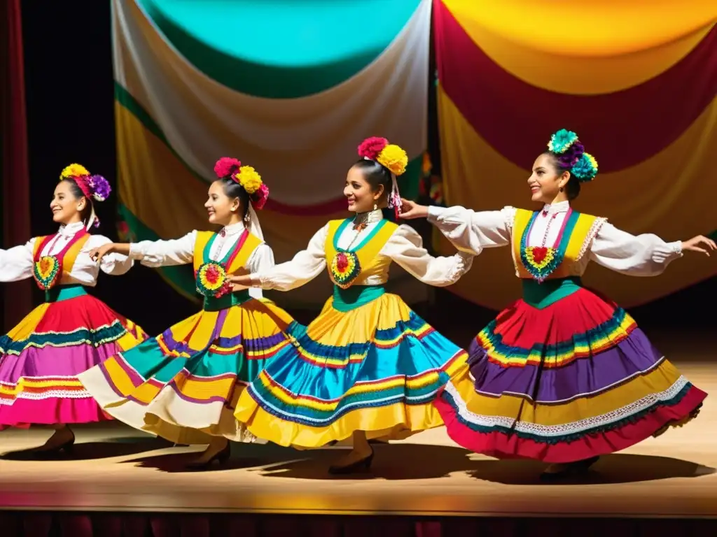 Vibrante presentación de ballet folklórico mexicano con técnicas tradicionales llenas de pasión y arte