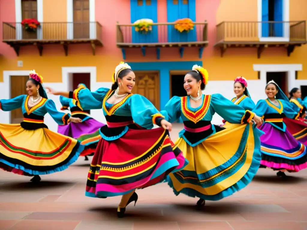 Vibrante Contradanza tradicional llena la plaza con significado cultural de la Contradanza y colores vivos